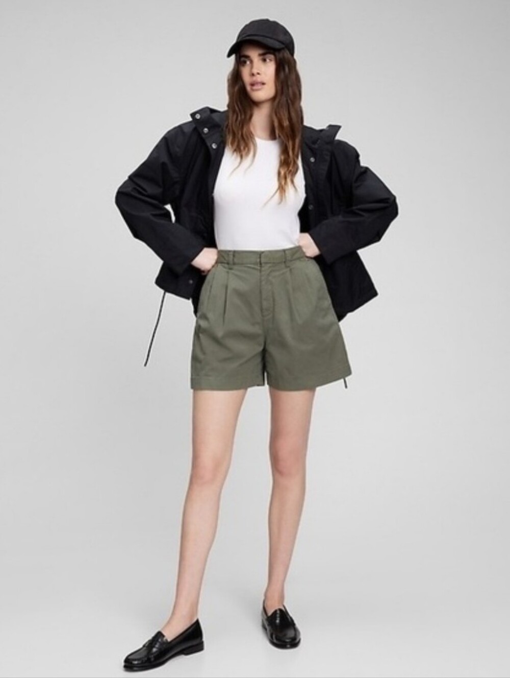 NWT $50 Gap For Good High Rise Pleated Khaki Shorts Garment Dyed 6